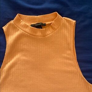 Forever 21 Orange Ribbed Mandarin Collar Tank Top